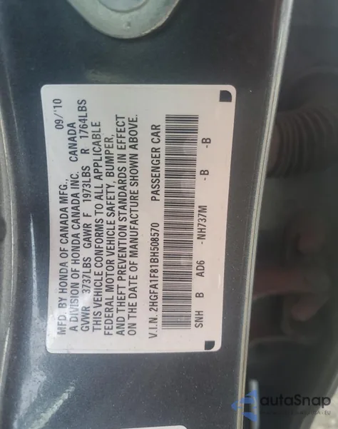 2011 Honda Civic Ex from USA, damaged, VIN 2HGFA1F81BH508570